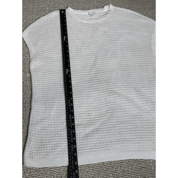 J. Jill Open-Knit Cap Sleeve Sweater Women’s 1X Plus Size White Cotton Blend - Picture 6 of 6